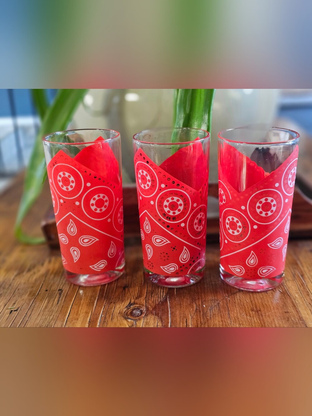 Vintage Red Bandana Glass (3)